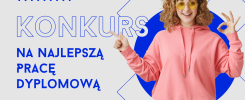 III Edycja Konkursu na Najlepszą Pracę Dyplomową. Kobieta w różowej bluzie i żółtych okularach pokazuje znak OK.