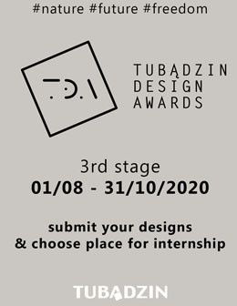 Plakat konkursu Tubadzin Design Awards, 3. etap, 01/08-31/10/2020. Hasztagi: #nature #future #freedom.