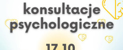 Plakat informuje o bezpłatnych konsultacjach psychologicznych dla studentów.