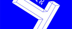 Plakat konkursu Young Talent Architecture Award 2018. Kluczowe obiekty: biała, przestrzenna litera "T", napisy.