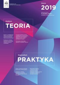 Plakat konkursu "Teoria" i "Praktyka" Fundacji im. Stefana Kuryłowicza, edycja 2019.