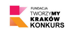 Logo Fundacji Tworzymy Kraków Konkurs. Stylizowane litery K w kolorach różowym i pomarańczowym.