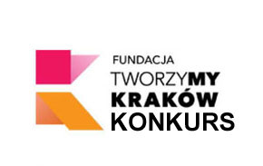 Logo Fundacji Tworzymy Kraków Konkurs. Stylizowane litery K w kolorach różowym i pomarańczowym.