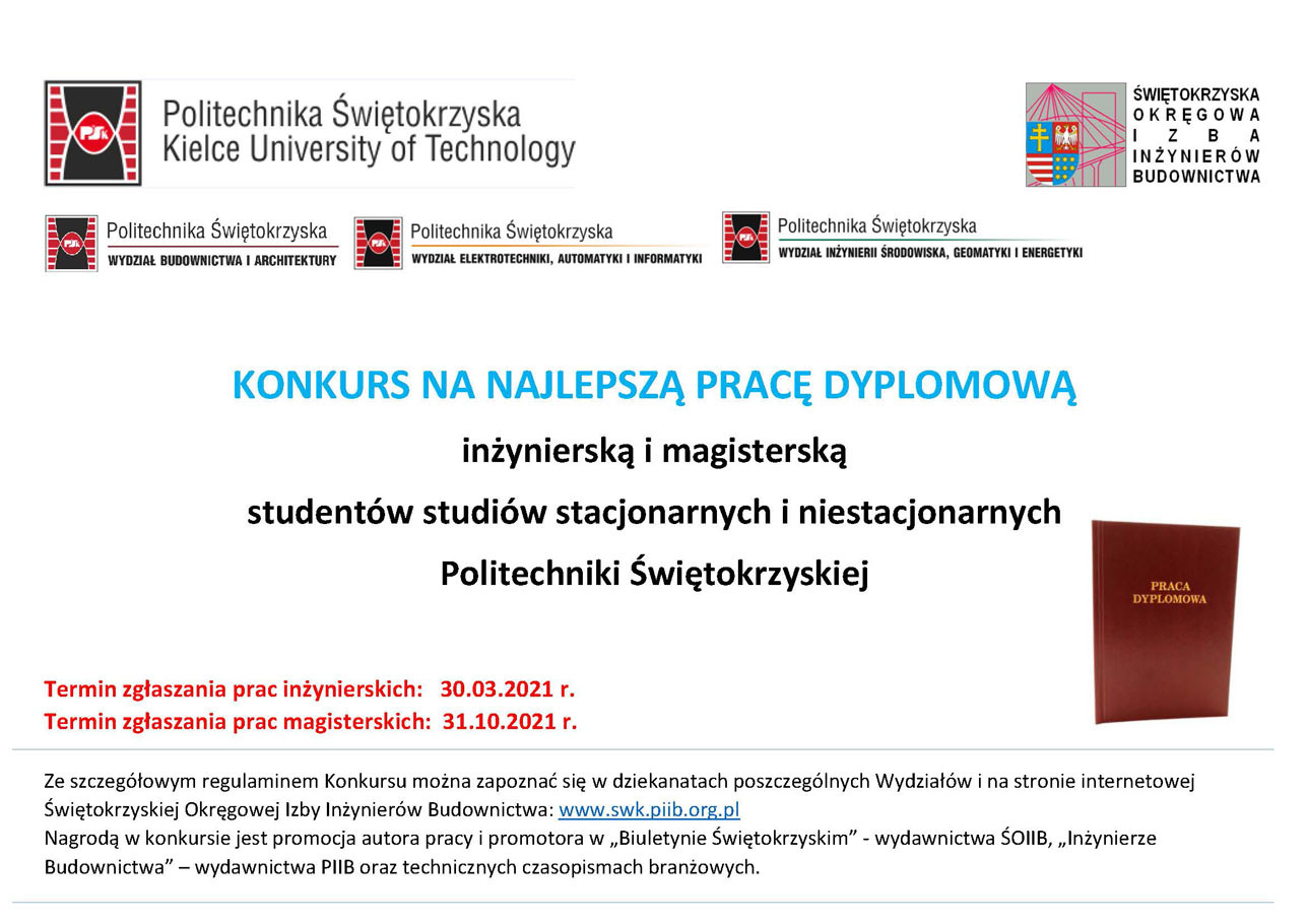 Konkurs na najlepszą pracę dyplomową Politechniki Świętokrzyskiej.