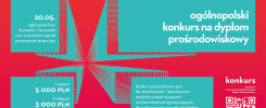 Plakat informuje o ogólnopolskim konkursie na dyplom prośrodowiskowy. Kluczowe obiekty: daty, nagrody, QR kod.