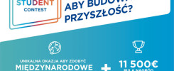 Sześcioro młodych ludzi trzyma karty z napisem "Architecture Student Contest". Konkurs dla studentów architektury.