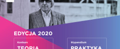 Mężczyzna w okularach i marynarce, logo Fundacji im.