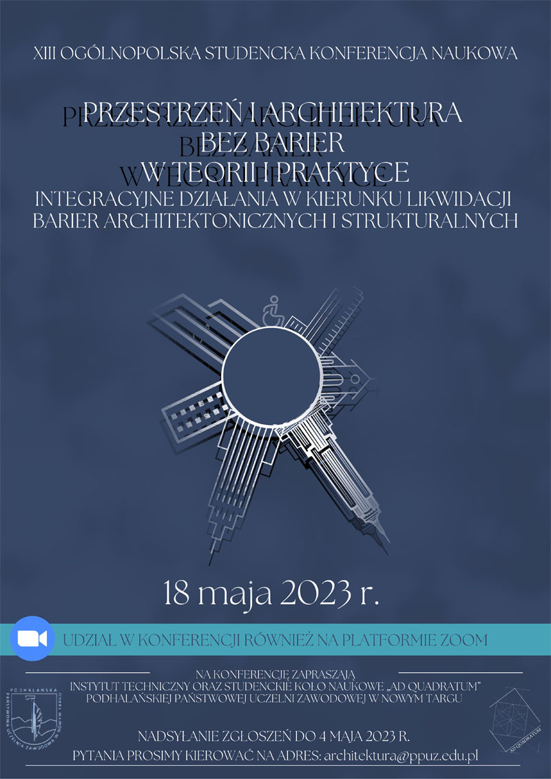 Plakat konferencji naukowej "Przestrzeń Architektura Bez Barier".