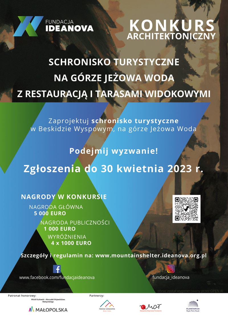 Konkurs architektoniczny na schronisko turystyczne z restauracją i tarasami widokowymi na górze Jeżowa Woda.