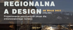 Plakat konferencji "Równowaga Regionalna a Design" z 28.05.2021. Kontekst: wydarzenie online.