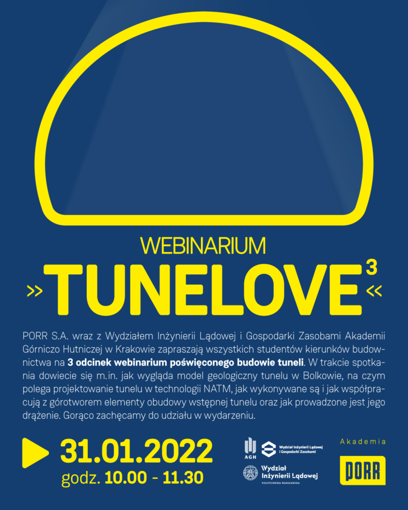 Webinarium "TUNELOVE 3" o budowie tuneli. 31.01.2022, 10.00-11.30.