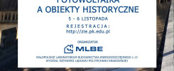 Plakat konferencji "Zabytki i Energia: Fotowoltaika a Obiekty Historyczne" w Krakowie, 5-6 listopada.